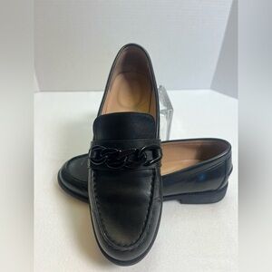 Cole Haan Womens Black Chain Stassi Toe Slip On Leather Loafers Shoes 6 B